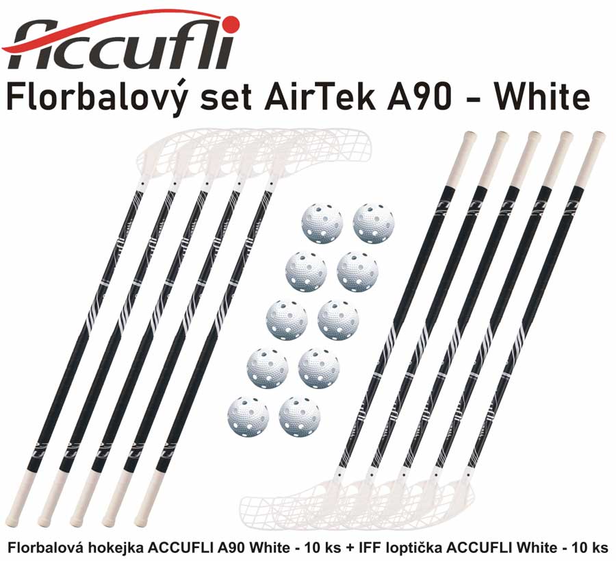 Set Accufli AirTek A90 White (10 hokejek) 90 cm (= 101 cm) 4x levá / 6x pravá