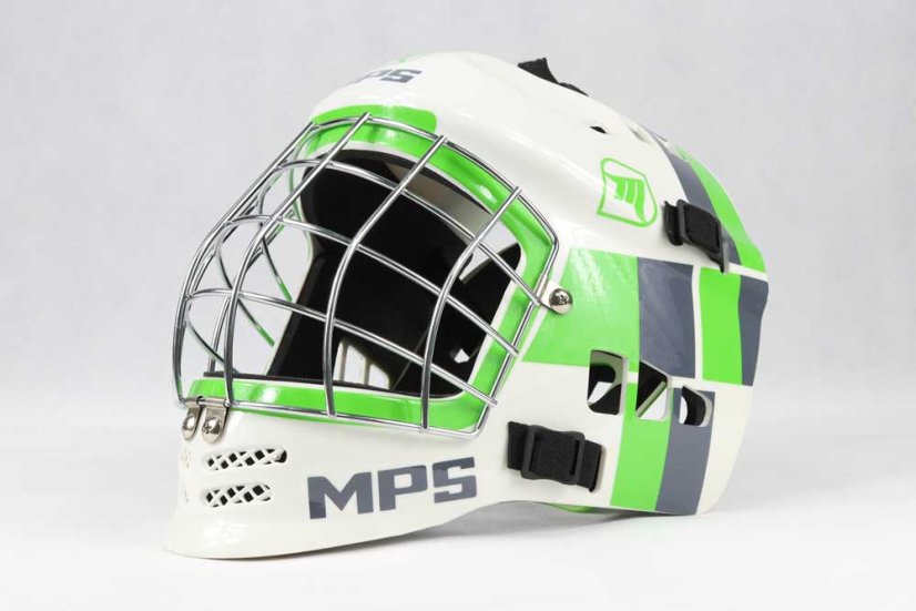 MPS White/Green Square helmet