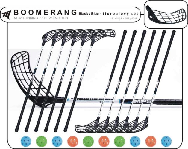Set MPS Boomerang Black/Blue (12 hokejek)