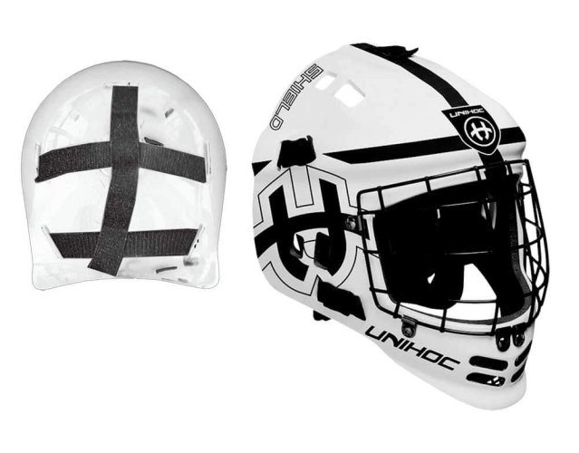 Unihoc Shield White/Black Goalie Helmet
