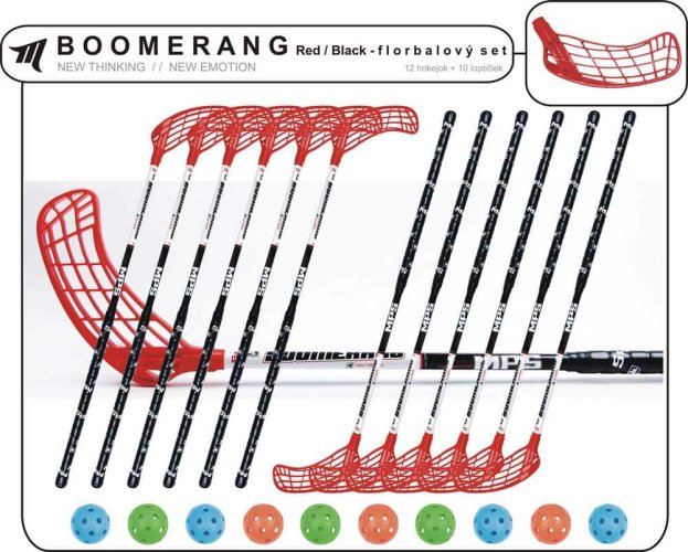 Set MPS Boomerang Red/Black (12 hokejek)