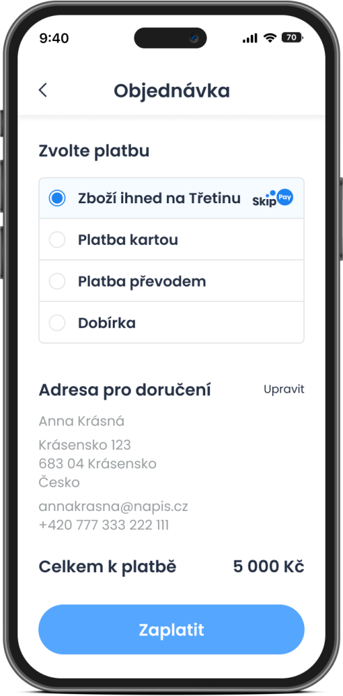 Krok 1 - výběr platby