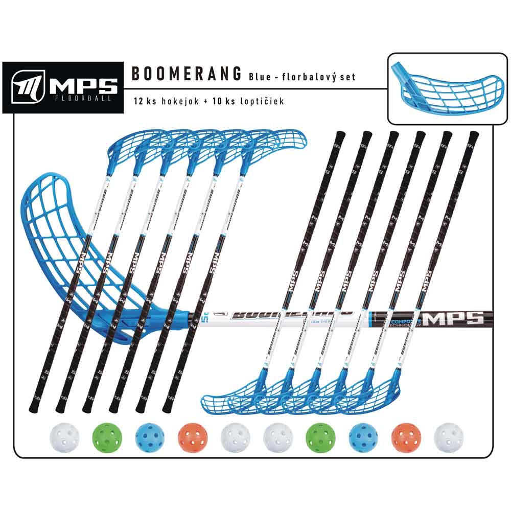 Set MPS Boomerang Blue (12 hokejek) 8x levá / 4x pravá