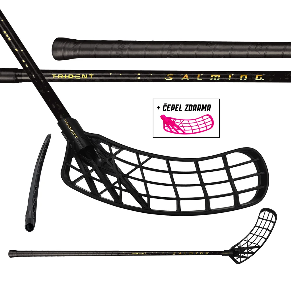 Salming Trident Q-series Carbon Pro 2.0 LTD 29 Black/Gold + čepel zdarma Pravá (pravá ruka dole) 96 cm (= 107 cm)