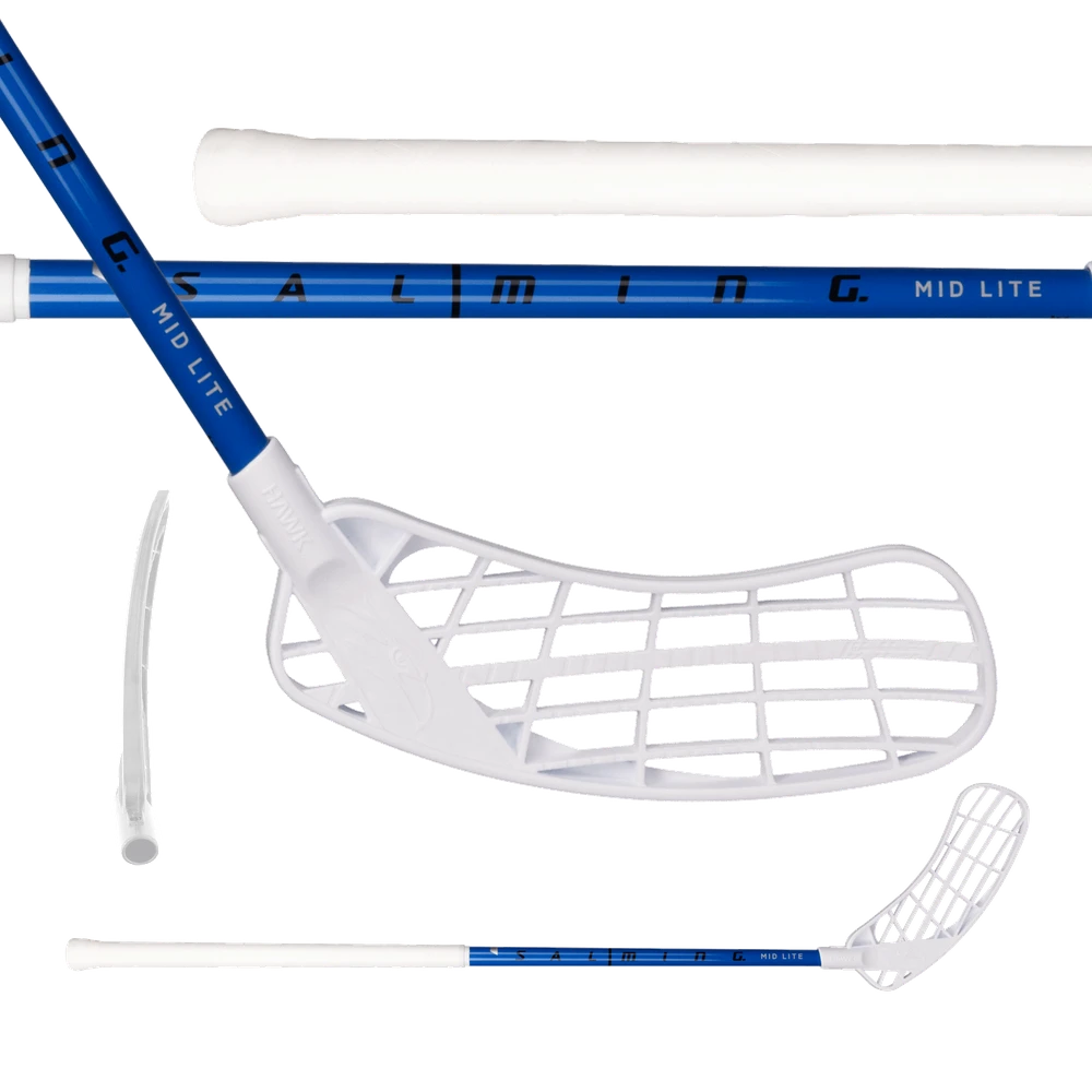 Salming Hawk Midlite 35 JR Blue/White Levá (levá ruka dole) 77 cm (= 88 cm)